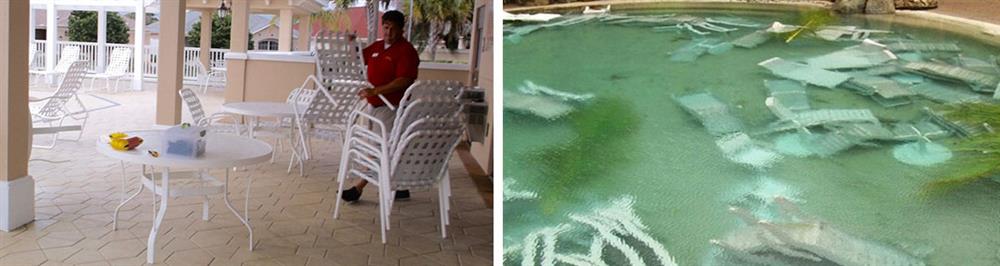 pool furniture hurricane preparation